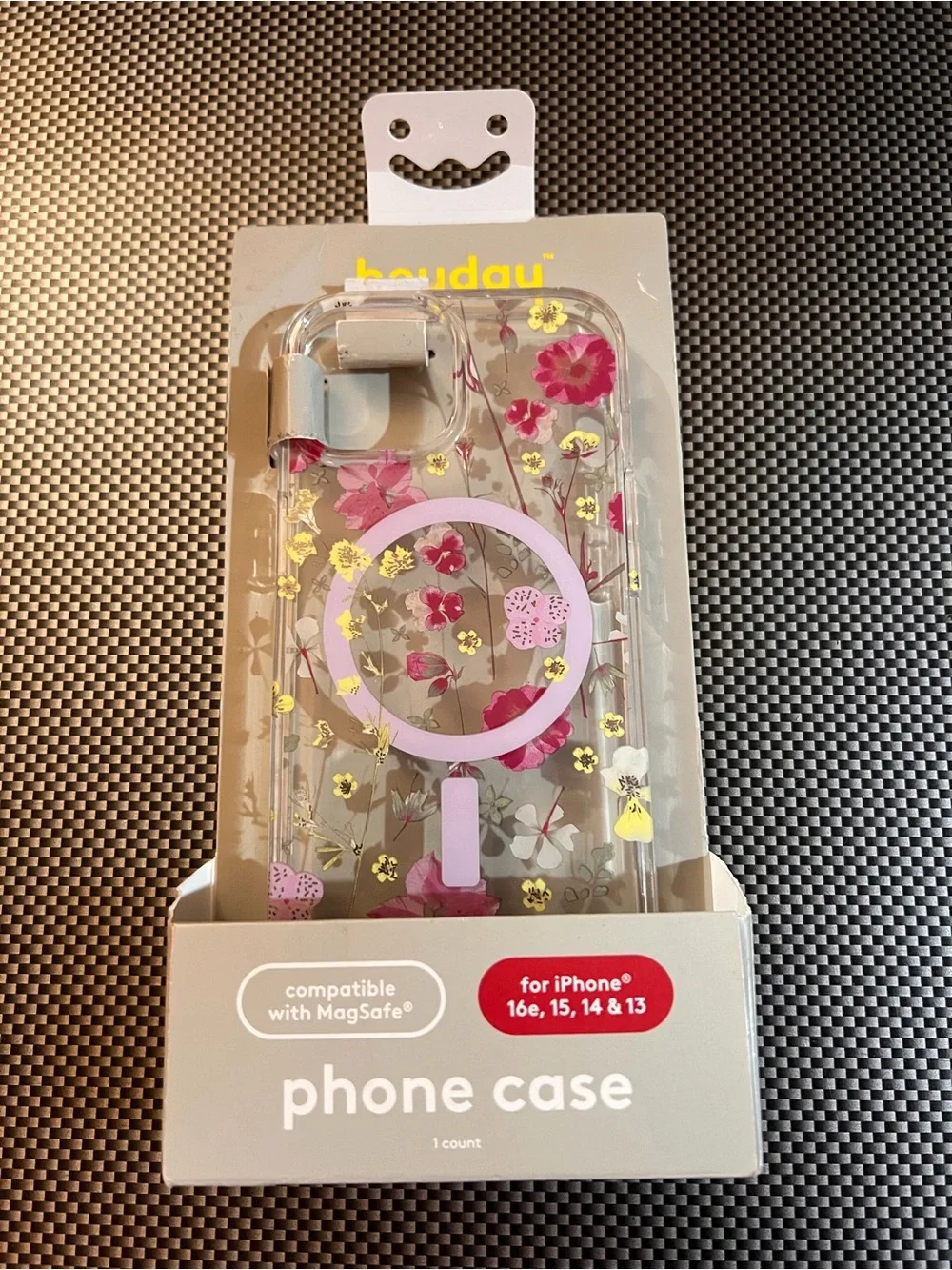 NWT Floral Clear MagSafe-Compatible Phone Case for iPhone 16e, 15, 14, 13